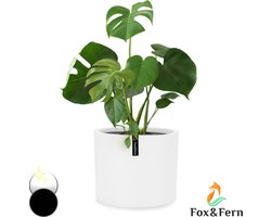 Fox & Fern Bloempot, Sierpot groot, UV- en vorstbestendige bloempotten, Bloempot voor binnen en buiten, Sierpotten voor kamerplanten, Sierpot met stop, Vezelsteen plantenpot, Enkele pot