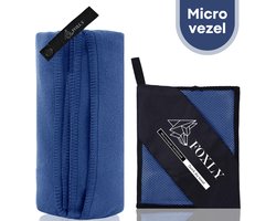 FOXLY® Microvezel Handdoek 100x200 - Strandlaken - Badlaken - Reishanddoek Sneldrogend - Blauw