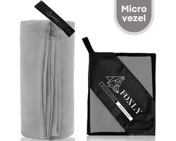 FOXLY® Microvezel Handdoek 100x200 - Strandlaken - Badlaken - Reishanddoek Sneldrogend - Lichtgrijs