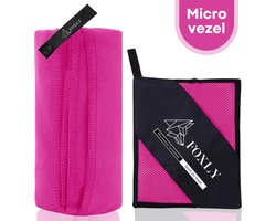 FOXLY® Microvezel Handdoek 100x200 - Strandlaken - Badlaken - Reishanddoek Sneldrogend - Roze