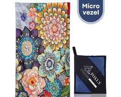 FOXLY® Microvezel Handdoek 160x80 cm - Mandala Bloemenkunst Gekleurd - Strandlaken - Badlaken - Reishanddoek Sneldrogend