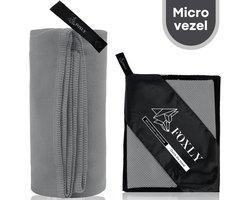 FOXLY® Microvezel Handdoek 90x180cm - Strandlaken - Badlaken - Reishanddoek Sneldrogend - Donkergrijs