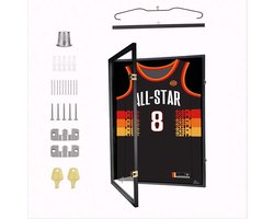 FOXMALL Wissellijst - Inlijsten Voetbal Shirt - Fotolijst - voor Voetbalshirt, Basketbalshirt of Wielrtrui - houten lijst - Fotokader - 60x80cm – Zwart