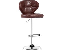 FOXSPORT Barkruk - barstoel - 20cm in hoogte verstelbaar - met rugleuning en voetensteun - Draaibare barstoelen - 360°Draaibaar - bistro kruk - Bruin