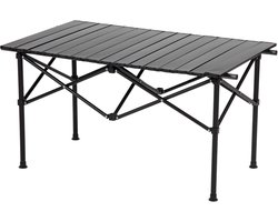 FOXSPORT Campingtafel Inklapbaar - Kampeertafel Opvouwbaar - Inklapbare Tafel - Lichtgewicht Aluminium - Vouwtafel - Klaptafel - oprolbaar tafelblad inklapbaar - Zwart - 90 x 58 x 55 cm