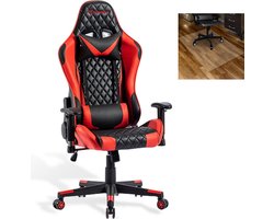 FOXSPORT Game Stoel - Gaming Stoel - Gaming Chair - Bureaustoelen - Bureaustoel Met Nekkussen & Verstelbaar Rugkussen - Instelbare Zithoogte - Gaming Accesoires - Rood/Zwart