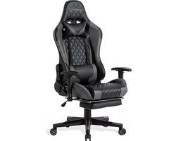 FOXSPORT Game Stoel - Gaming Stoel - Gaming Chair - Bureaustoelen - Bureaustoel Met Nekkussen & Verstelbaar Rugkussen - Instelbare Zithoogte - Gaming Accesoires - Met beensteunen - Zwart