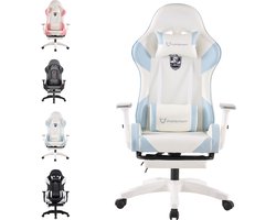 FOXSPORT Game Stoel - PC-bureaustoel met voetsteun - verstelbare gamingstoel - met hoofdsteun en lendenkussen - Ergonomisch Bureaustoel - 360° draaistoel - Blauw