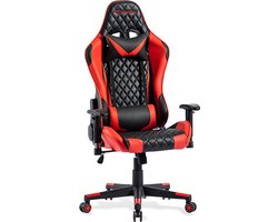 FOXSPORT gaming Stoel - E-Sports - Gaming Chair Bureaustoel Met Nekkussen & Verstelbaar Rugkussen - Instelbare Zithoogte - Ergonomische gamerstoel - zwart x rood - gamerstoel- Computerstoel-Draaistoel