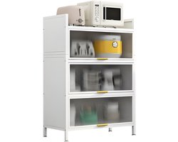 FOXSPORT Keukenkasten - Vrijstaande Keuken Opbergkast - Keukenonderkasten met opklapbare deuren - Dressoir - Kast - Keuken - Huiskamer - Wit - 60x32x112cm