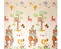 Foxsport Speelmat Baby Kinderen - Slijtvast materiaal op doekbasis-Kinderen-Antislip en Waterafstotend - Kruipmat - Dubbelzijdig Speelkleed - XXL - Opvouwbaar - 1,5 CM Dik - Foam - Panda & Hertje - 180 x 200 x1,5CM - kampeermat