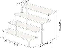 FR Service, make up organizer ,30 cm display riser rek, 4-traps acryl riser displaystandaard ,transparante acryl organizer, tafelrek voor make-uptafel, cupcake, parfum, skincare, cosmetica, sieradenstandaard, display standaard, presentatie standaard,