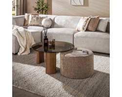 Fraaai - Caruso salontafel met poef set van 2 - brons glas