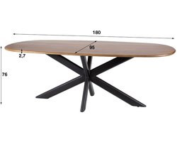 Fraaai - Estes eettafel 180 cm ovale massief mango - zand