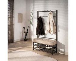 Fraaai - Odell garderobe bank 6+5 haken - bruin