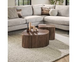 Fraaai - Rebecca salontafel set van 2 XL driehoek teak - bruin