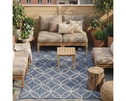 Fraai Geometrisch buitenkleed - Faro Ripple Blauw - 200x290 cm