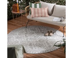 FRAAI Rond buitenkleed - Summer Oriental lichtgrijs - Ø 120cm