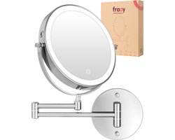 Fraay® Make Up Spiegel met LED Verlichting - 10x Vergroting - Vergrootspiegel met Licht - Oplaadbaar - Scheerspiegel - Badkamerspiegel - Chroom
