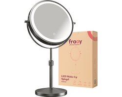 Fraay® Make Up Spiegel met LED Verlichting - 10x Vergroting - Vergrootspiegel met Licht - Oplaadbaar - Scheerspiegel - Badkamerspiegel - Nikkel