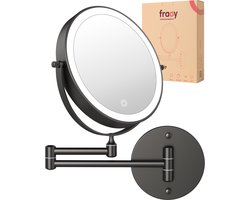 Fraay® Make Up Spiegel met LED Verlichting - 10x Vergroting - Vergrootspiegel met Licht - Oplaadbaar - Scheerspiegel - Badkamerspiegel - Zwart