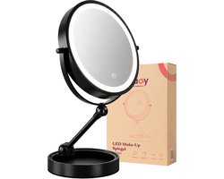 Fraay® Make Up Spiegel met LED Verlichting - 10x Vergroting - Vergrootspiegel met Licht - Oplaadbaar - Scheerspiegel - Badkamerspiegel - Zwart