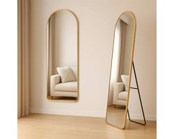 Fraay Passpiegel 160x55cm - Staand & Hangend - Gehard Glas - Minimalistische Wandspiegel - Staande Spiegel - Goud