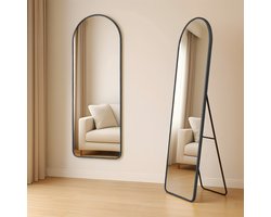 Fraay Passpiegel 160x55cm - Staand & Hangend - Minimalistische Wandspiegel - Staande Spiegel - Zwart Mat