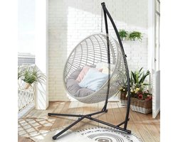 Frame Hangstoel met frame - hangstoelframe met haken - metalen hangstoelframe - tot 150 kg belastbaar - Meubels voor woonkamer of slaapkamer - Balkonmeubilair - Binnen of buiten, balkon, terras, tuin