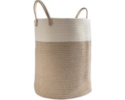 Framehack Wasmand Katoen - Opbergmand 52 ltr - Mand Rond met handvaten - Wasbox Opvouwbaar - Speelgoedmand