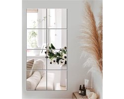 Frameless HD Glazen Wandspiegels, Zelfklevende Spiegeltegels 20 x 20 cm, Ideaal voor Badkamer en Woonkamer Decoratie