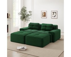 Frameloze Bank - U-Vorm Cloud Sofa Met Ribcord Bekleding - Modulaire Lounge Bank Met Hocker En Brede Armleuningen - Zachte Relaxbank Zonder Montage