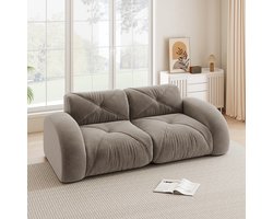 Frameloze modulaire 2-zits bank - Geschikt voor woonkamer - 2-persoons - Bruin - Zachte, pillingvrije chenille, geen montage - 32D schuim, antislip, tot 200 kg - Vacuüm verpakt, 2-7 dagen uitzetten