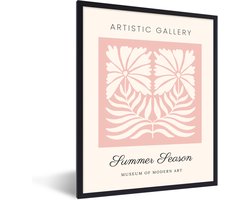 FrameYourWall® - Fotolijst met poster 30x40 - Bladeren - Bloemen - Roze - Abstract - Boho - Fotokader van hout - Kaders en lijsten - Houten fotolijstje - Wissellijst voor muurposter - Picture en photo frame - Posterlijst - Fotohouder