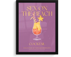 FrameYourWall® - Fotolijst met poster 30x40 cm - Cocktail - Sex on the beach - Foto in lijst paars - Fotokader van hout - Kaders en lijsten - Paarse decoratie - Wissellijst muurposter - Picture en photo frame - Posterlijst - Fotohouder