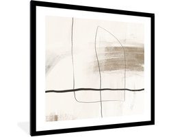 FrameYourWall® - Fotolijst met poster 40x40 - Beige - Abstract - Modern art - Zwart - Fotokader van hout - Kaders en lijsten - Houten fotolijstje - Wissellijst voor muurposter - Picture en photo frame - Posterlijst - Fotohouder