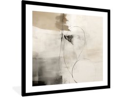 FrameYourWall® - Fotolijst met poster 40x40 - Kunst - Beige - Abstract - Grijs - Modern - Fotokader van hout - Kaders en lijsten - Houten fotolijstje - Wissellijst voor muurposter - Picture en photo frame - Posterlijst - Fotohouder