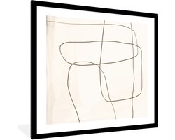 FrameYourWall® - Fotolijst met poster 40x40 - Line art - Beige - Abstract - Modern - Fotokader van hout - Kaders en lijsten - Houten fotolijstje - Wissellijst voor muurposter - Picture en photo frame - Posterlijst - Fotohouder