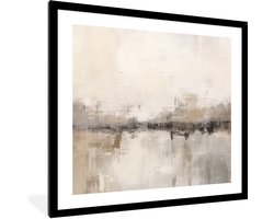 FrameYourWall® - Fotolijst met poster 40x40 - Moderne kunst - Abstract - Beige - Grijs - Fotokader van hout - Kaders en lijsten - Houten fotolijstje - Wissellijst voor muurposter - Picture en photo frame - Posterlijst - Fotohouder