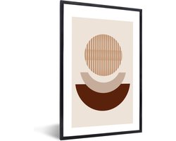 FrameYourWall® - Fotolijst met poster 40x60 - Bohemian - Vormen - Beige - Kunst - Abstract - Fotokader van hout - Kaders en lijsten - Houten fotolijstje - Wissellijst voor muurposter - Picture en photo frame - Posterlijst - Fotohouder