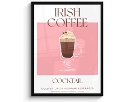 FrameYourWall® - Fotolijst met poster 50x70 cm - Foto in lijst - Cocktail koffie - Irish Coffee - Fotokader van hout - Kaders en lijsten - Wissellijst muurposter - Picture en photo frame - Posterlijst - Wandlijst - Kerstcadeau voor vrouwen