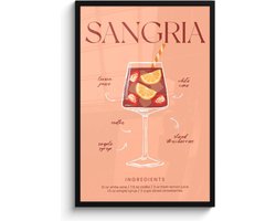 FrameYourWall® - Fotolijst met poster 60x90 cm - Foto in lijst - Cocktail - Sangria ingrediënten - Fotokader van hout - Kaders en lijsten - Wissellijst muurposter - Picture en photo frame - Posterlijst - Fotohouder - Fruit - Kerstcadeau