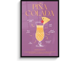 FrameYourWall® - Fotolijst met poster 80x120 cm - Foto in lijst - Cocktail - Pina Colada - Fotokader van hout - Kaders en lijsten - Wanddecoratie muurposter - Picture en photo frame - Posterlijst - Fotohouder - Kerstcadeau voor vriendin