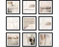 FrameYourWall® - Fotowand met exclusieve posters - Aesthetic Alchemy - Fotolijst collage line art - Fotokader met poster - Kaders en lijsten - Wissellijst - Wanddecoratie - Fotocollage muurdecoratie - Muurposter met zwarte lijst - 6 delige fotomuur