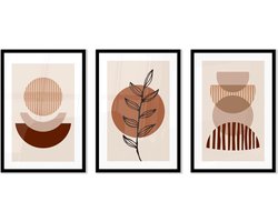 FrameYourWall® - Fotowand met exclusieve posters - Modern Elegance - Fotolijst collage 3 luik - Fotokader met poster - Kaders en lijsten - Wissellijst - Wanddecoratie - Fotocollage muurdecoratie - Muurposter met zwarte lijst - 3 delige fotomuur