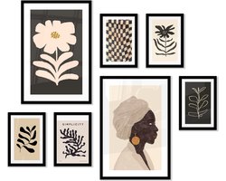 FrameYourWall® - Fotowand met exclusieve posters - Natural Alchemy - Fotolijst collage - Fotokader met poster - Kaders en lijsten - Wissellijst - Wanddecoratie modern - Fotocollage muurdecoratie - Muurposter met zwarte lijst - 7 delige fotomuur