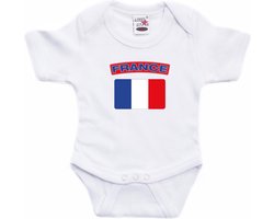 France baby rompertje met vlag wit jongens en meisjes - Kraamcadeau - Babykleding - Frankrijk landen romper 68