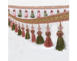 Franje Lint 2m met Kwastjes, Kanten Fringes, Decoratieve Band voor Creatieve DIY Projecten, Naaigerei en Huishouddecoratie