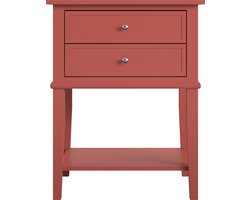 Franklin - Bijzettafel met 2 Lades en Open Legplank - Terracotta - 55 cm