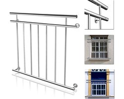 Frans balkon roestvrijstalen balustrade 100 x 90 cm terrasbalustrade met 7 vulstaven